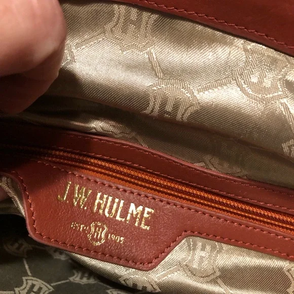 J.W. Hulme Co. Orange/Brown Leather Croc Embossed Handbag - Picture 9 of 16